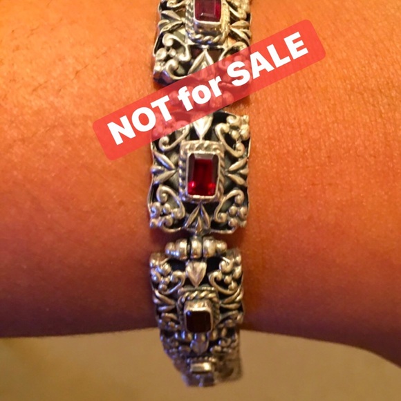 AF Jewelry - AF 925 silver & square cut garnet filigree bracelet